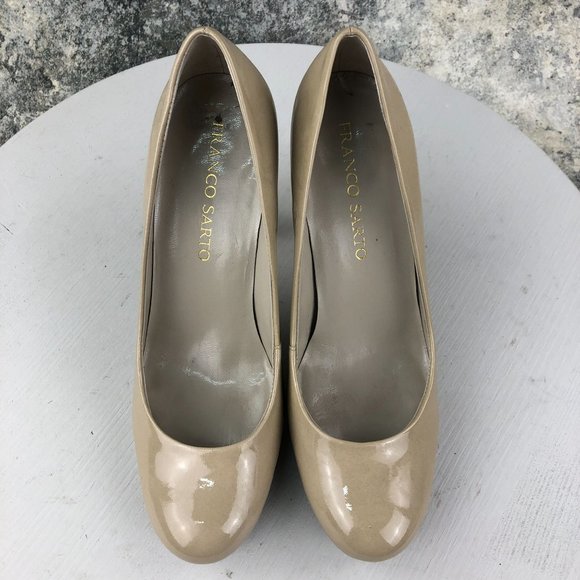 Franco Sarto Women's Size 7.5M Napoli Tan Leather Patent Slip On High Heel Pumps - Picture 3 of 13